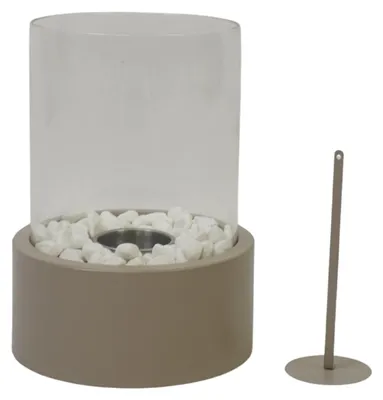 Productafbeelding van Tafelhaard - Rond - Metaal/Glas - Taupe - 21x21x28 cm