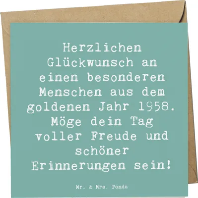 Produktbild von Mr. & Mrs. Panda doppelkarte Spruch 1958 Geburtstag - Meeresbrise - Geschenk, Jubiläum, faltkarte, liebe Geschenkidee, Alles gut zum, Geburtstagsgeschenk, Alter, Jahrgang
