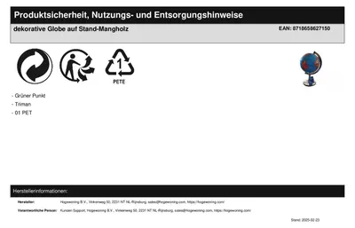 Produktbild von Deko-Globus auf Standfuß aus Mangoholz