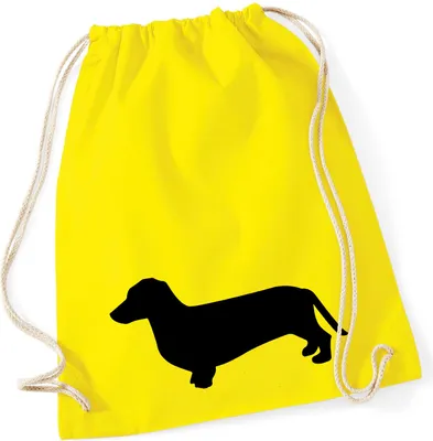 Produktbild von Huuraa Turnbeutel Dackel Silhouette 12 Liter Yellow Baumwolle Rucksack Geschenkidee