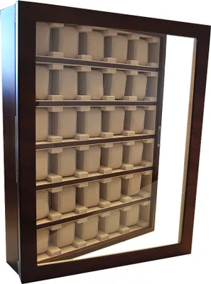 Produktbild von Uhrenvitrine Wandvitrine für 30 Uhren braun Schaukasten NEU