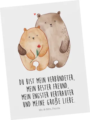 Produktbild von Mr. & Mrs. Panda Postkarte Bären Liebe - Weiß - Geschenk, Bär, einzelkarte, Hochzeitstag, Fotokarte, Verknallt, Ansichtskarte, Freundin, Ansichtskarten, Kuscheln