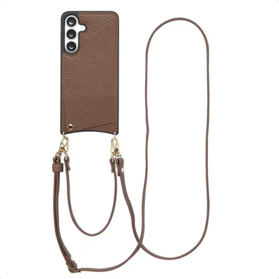 Zdjęcie produktu dla Etui na telefon Selencia Nova ze sznurkiem i uchwytem na kartę do Samsung Galaxy S25 FE - Mocha Brown