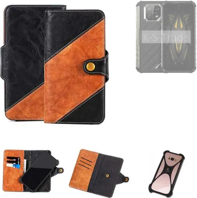 Produktbild von K-S-Trade Handyhülle Schutzhülle Bookstyle Case Wallet-Case kompatibel mit Ulefone Armor 22 Handy Cover Bumper Klapphülle schwarz hellbraun 1x