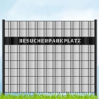 Produktbild von zaun|zu Sichtschutzstreifen mit Laser Beschriftung "BESUCHERPARKPLATZ"  Doppelstab Tiefschwarz 2,55m