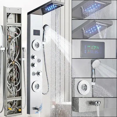 Produktbild von Edelstahl Duschpaneel LED Duschset Regendusche Massage Duscharmatur Duschsäule