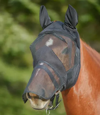 Image de Waldhausen Masque anti-mouches Premium avec protection des oreilles et du nez - noir