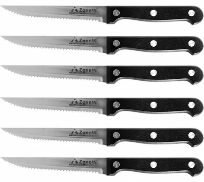 Obrázok produktu pre Sada nožov na steak Zanetti Classic, nerezová oceľ, dĺžka čepele 11 cm, hrúbka čepele 1,2 mm, 6 kusov