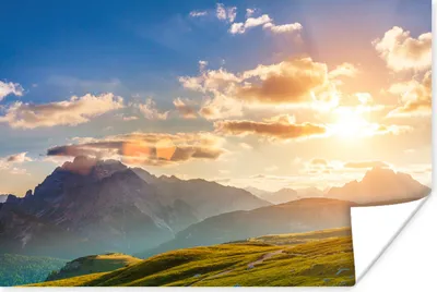 Produktbild von MuchoWow® Poster Sommer - Sonnenuntergang - Berge 30x20 cm - Plakate - Print