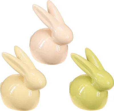 Produktbild von Dekofigur Keramik Hase Ostern modern Tischdeko Frühling, 3 Stück