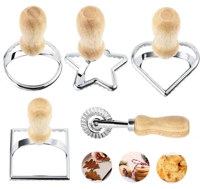 Productafbeelding van Ravioli Maker Set van 5, Uitsteekvormpjes en Snijder met Handvat