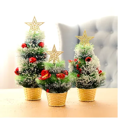 Produktbild von Weihnachtstischdekorationen Mini Tannennadeln Weihnachtsbaum Set Ornamente Home Szene Dekoration