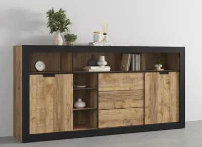 Produktbild von COLTRANE Kombi-Kommode mit breiter Schublade - Samdal-Eiche / Schwarz