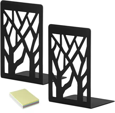 Bücherstützen aus Metall, 1 Paar, 17,5 x 8,9 x 11,9 cm, schwarz