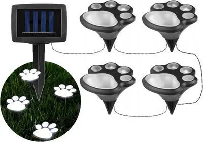 Zdjęcie produktu dla Lampki Ogrodowe LED Solarne Dogruntowe Łapki 6500K IP44 z Czujnikiem Zmierzchu 470cm Czarno-Białe