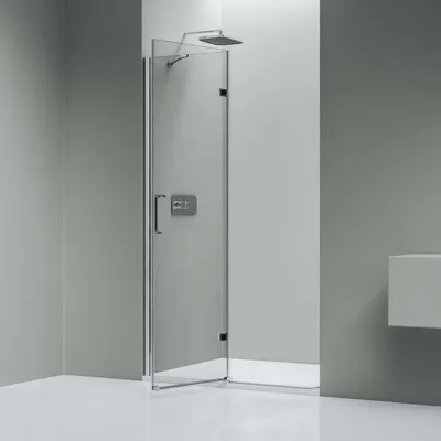 Produktbild von Nischendusche mit Drehtür an Festfeld NT403 - Nano Klarglas - 8 mm - Türanschlag RECHTS - Breite wählbar, Breite:900 mm