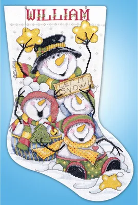 Imagen del producto de Kit de bordado "Calcetín navideño, que nieve", de Design Works Kreuzstich, con patrón de conteo, 43x30 cm