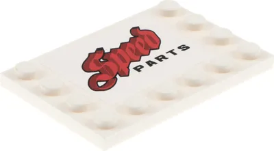 Produktbild von 1x Lego Fliese modifiziert 4x6 weiß Sticker Speed Parts rot 8154 6180pb104
