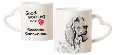 Immagine prodotto di Redbone Coonhound - Tazza con cane, graziosa tazza con manico a forma di cuore, regalo universale del marchio Art-Dog