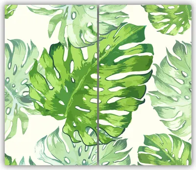Produktbild von Tulup Glas-Herdabdeckplatte - 2x30x52cm - Glaskeramikkochfeld-Abdeckung Spritzschutz Zweiteilig Tropische Blätter