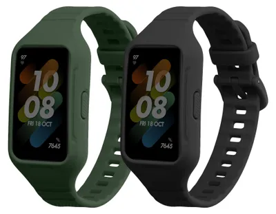 Produktbild von kwmobile 2x Uhrenarmband für Huawei Band 7 / Band 6 / Honor Band 6 Armband - Fitnesstracker Band Set aus TPU Silikon - Ersatzarmband Smartwatch -