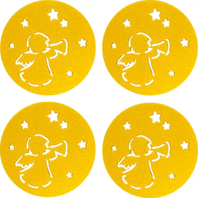 Produktbild von Oblique Unique 4 Filz Untersetzer Engel  Ø 10cm Glasuntersetzer Untersetzer für Gläser Tassen Weihnachtsdeko - gelb