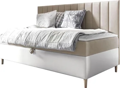 Produktbild von MIRJAN24 Boxspringbett Maja Junior 2 90x200, Einzelbett mit Bonellfederkern, Härtegrad - H3 (Farbe: Soft 017 + Fresh 01)
