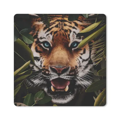 Produktbild von MuchoWow® Mauspad Mousepad Tiger - Dschungel - Blätter 30x30 cm - Mousepads - Maus Mat - Pad - Mausunterlage - Gaming