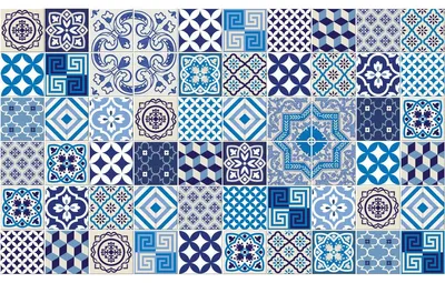 Produktbild von Selbstklebende Fliesenaufkleber für Küche und Bad – 60 Zementfliesenaufkleber, Azulejos-Design, Hortensienmuster – 60 Aufkleber, 20 x 20 cm