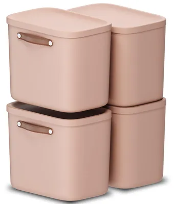 Produktbild von Rotho Aufbewahrungsbox 4er-Set 25L Maloja - Kunststoffbox 40 x 23,5 x 34 cm - Box mit Deckel - Stapelbox sicher verschließbar - Plastikbox