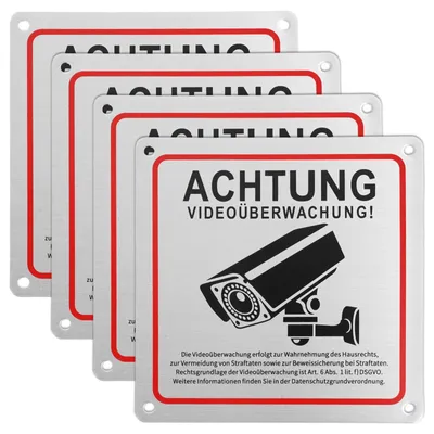 Productafbeelding van 4 waarschuwingsborden, geschikt voor binnen- en buitengebruik, veiligheidssignalisering
