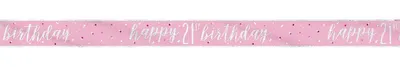 Produktbild von Banner rosa & silber Zahl 21