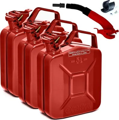 Produktbild von BW® Kraftstoffkanister Metall Benzinkanister 3x 5 Liter mit Ausgießer - Rot RAL 3000 - UN-Zulassung - Hergestellt in Europa
