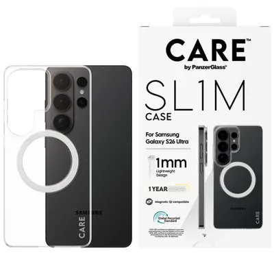 Zdjęcie produktu dla PanzerGlass CARE™ by ® SL1M Case Transparent w. Qi Samsung Galaxy S26 Ultra, Pokrowiec, Samsung, Samsung - Galaxy S26 Ultra, 17,5 cm (6.9"), Przezroczysty