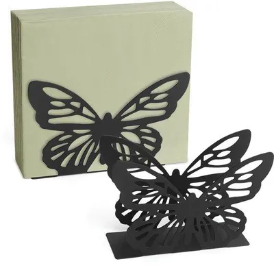 Productafbeelding van Ibenzoa® Servettenhouder, set van 2, van roestvrij staal – vlinderdesign, 13,5 x 9,5 x 4 cm, waterbestendig met antislip voetjes, geschikt voor keuken en eetkamer