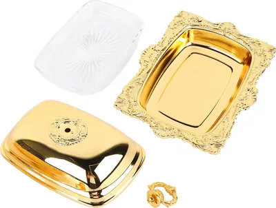 Produktbild von Retro Butterdose rechteckig – Metall & Glas, vielseitig, Deckel als Snackplatte, für Kühlschrank & Küchentisch, elegantes Geschenk