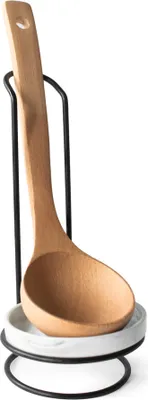 Produktbild von Küchenlöffelhalter mit Porzellan-Schälchen und Holzlöffel Kochlöffelablage Kochlöffelständer