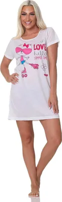 Produktbild von Damen Bigshirt Nachthemd Sleepshirt Nachtwäsche; Ecru/S/36