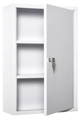 Immagine prodotto di kleankin Armadietto Medicinali a 3 Livelli in Acciaio con 2 Chiavi e Montaggio a Parete, 40x18x60 cm, Bianco