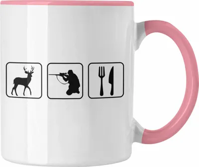 Produktbild von Trendation - Jäger Tasse Geschenk Eat Sleep Jagen Repeat Geschenkidee (Rosa)