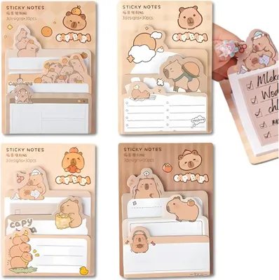 Zdjęcie produktu dla EDIBAZZAR | Zestaw 4 teczek z kolorowymi karteczkami do odrywania Capybara