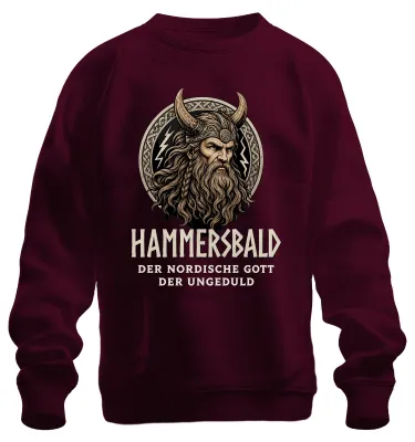 Produktbild von Hammersbald Der nordische Gott der Ungeduld Wikinger Thor Sweatshirt Pullover, Burgundy, S