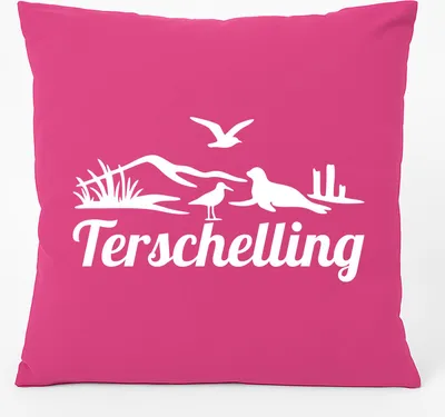 Produktbild von Huuraa Kissen Terschelling Niederlande 40x40cm mit Füllung Fuchsia Baumwolle Dekokissen Geschenkidee