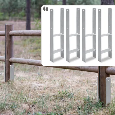 Immagine prodotto di Hengda 4 pezzi ancoraggio palo 141MM H-post supporto H-ancora 600 mm lunghezza scarpa palo per carport argento
