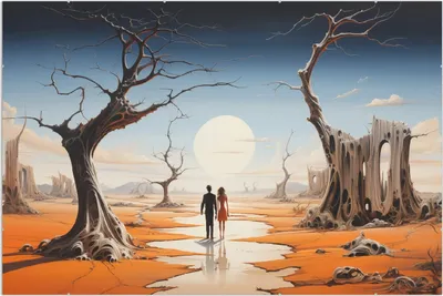 Produktbild von Wallario Wandbild Wüstenwanderer, Größe: 61 x 91,5 cm, Poster mit rahmenlosen Bildhalter