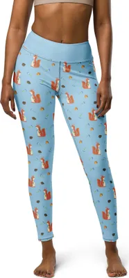 Produktbild von Mr. & Mrs. Panda Yogahose Eichhörnchen Blume Größe L - Blau - Geschenk, Lachen, glücklich Spruch, Damen Sporthose, Sport-Leggings, Gute Laune, Yoga-Leggins, Positiv, Spaß