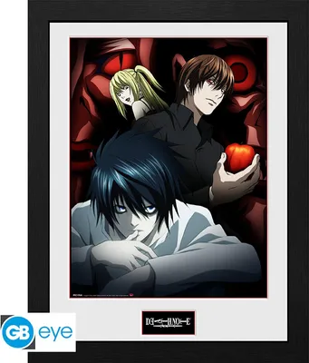 Productafbeelding van DEATH NOTE - Gekaderd print van Light, L en Misa