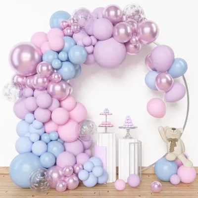 Ballonbogen-Set 153 Stück, 45/30/25/12 cm, Pastell, Lila-Blau