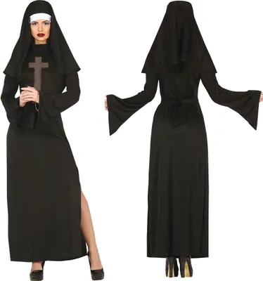 Immagine prodotto di Halloween Costume da suora Sin Dark Habit Eerie Abbazia Mistero Monastero Festival Fantasma, Taglia: 42 - 44 (L) Colore: Nero