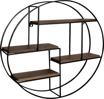 Produktbild von WOHNLING Wandregal Holz Metall 70x70x18 cm Hängeregal Regal Rund Massiv Modern